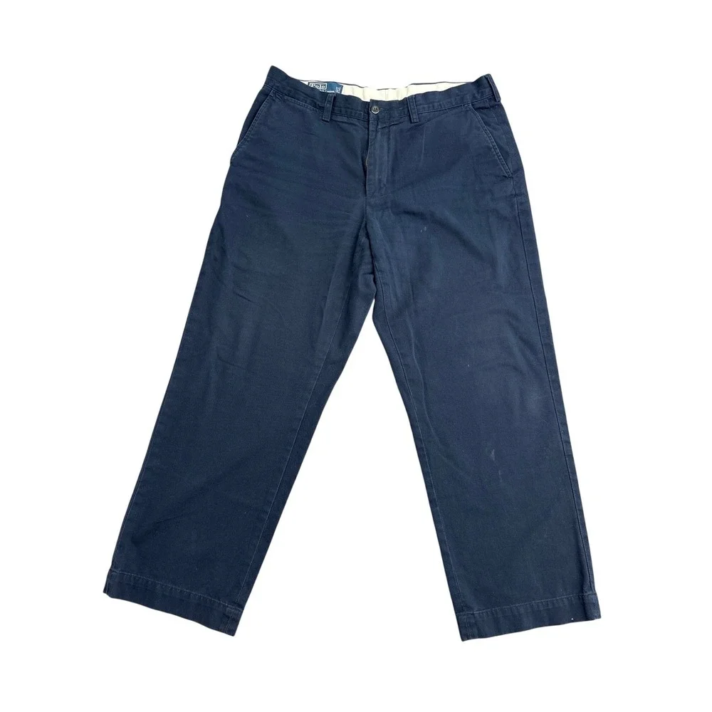 Polo Ralph Lauren Preston Pant Mens 34 Navy Blue Cotton Chino Straight Leg Pants